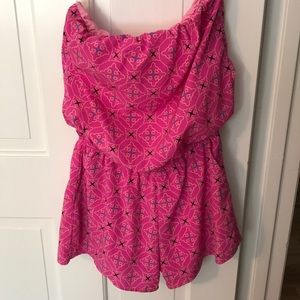 Strapless printed romper